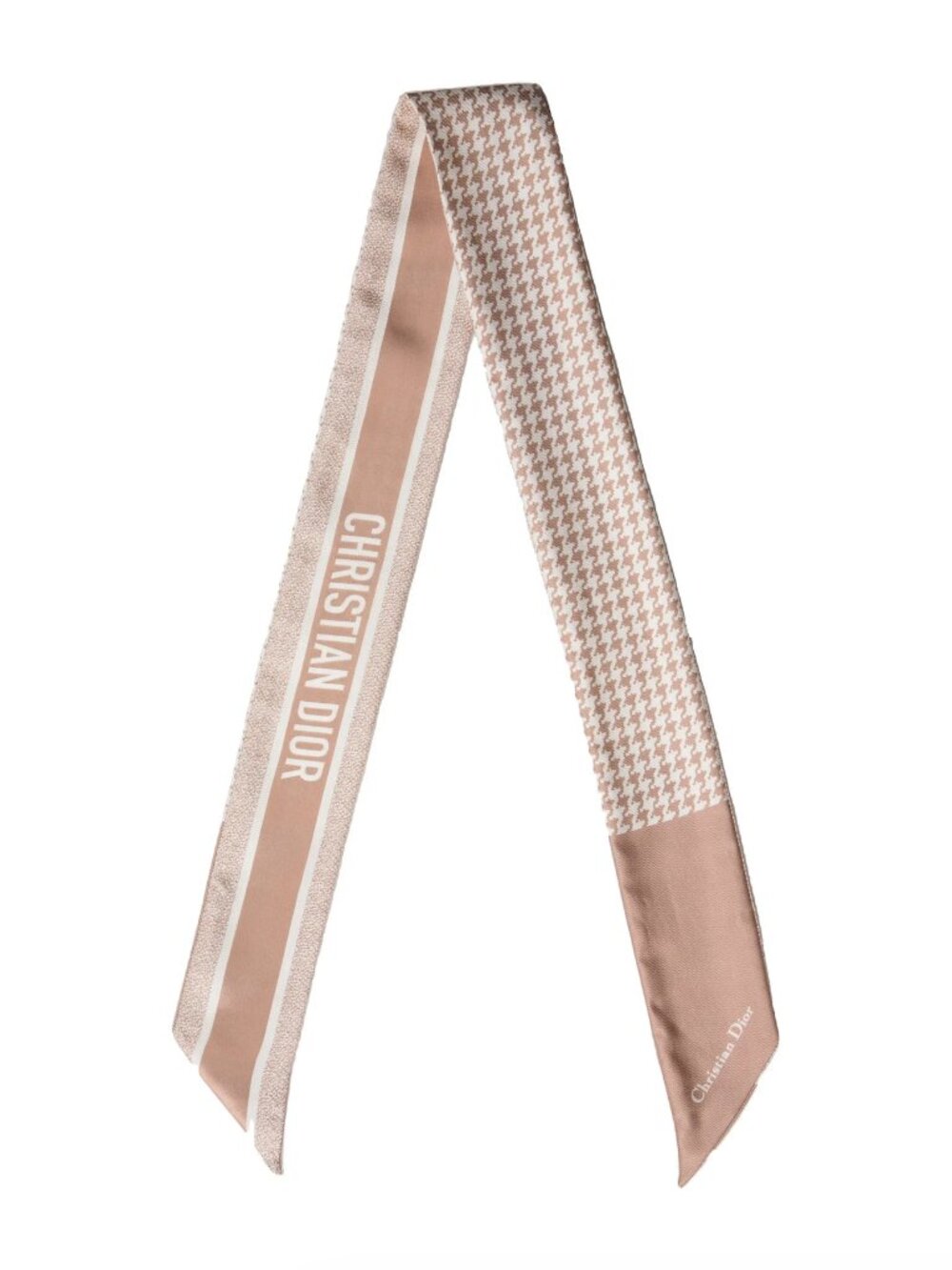 Dior Rose Pink Houndstooth Silk Twilly
